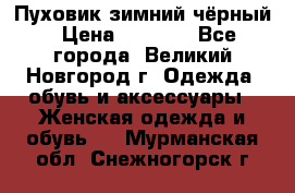 Пуховик зимний чёрный › Цена ­ 2 500 - Все города, Великий Новгород г. Одежда, обувь и аксессуары » Женская одежда и обувь   . Мурманская обл.,Снежногорск г.